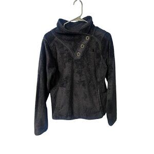 The North Face Womens FUZZY Fleece Pullover With Button Detailing, NAVY BLUE, SM